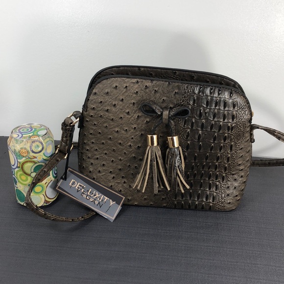 Deluxity Crossbody Purse Bag Brown Vegan Approved - Picture 7 of 8